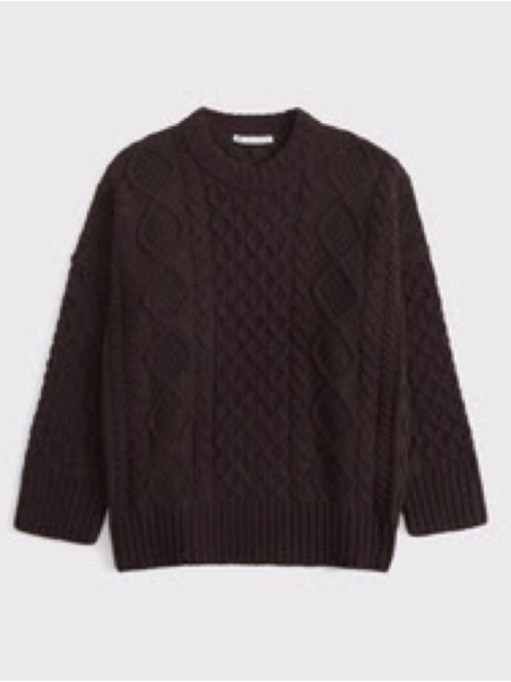 NWT Abercrombie & Fitch Women's Oversized Cable-Knit Crew Sweater - Dark Brown